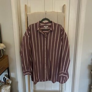 Madewell Burgundy and White Striped Shirt